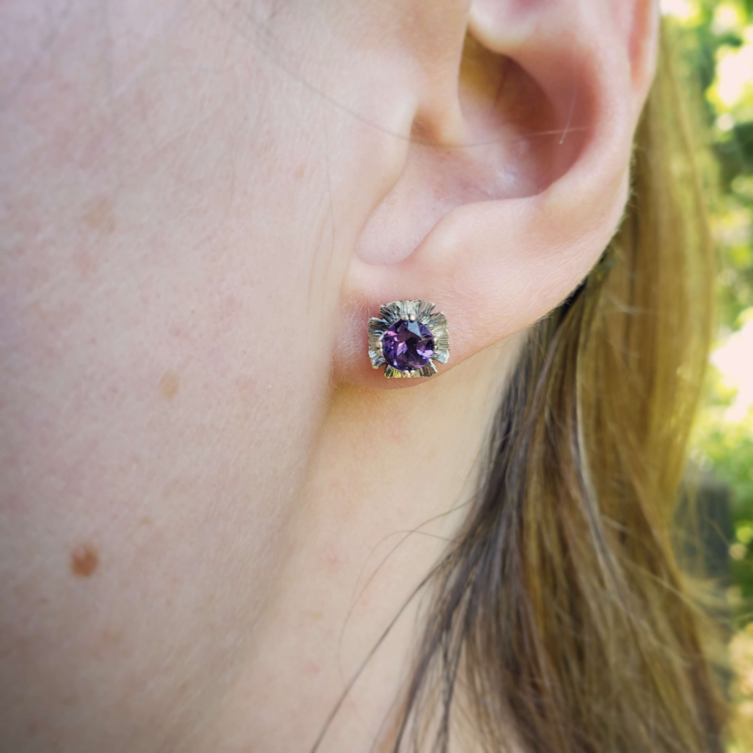 Floral Studs with the Gemstone