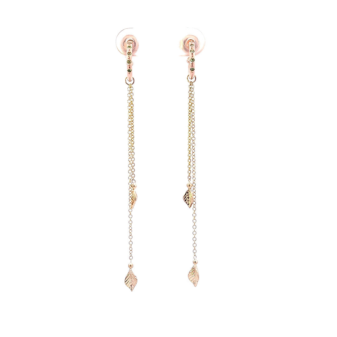 Earring Charms with Leaf and Chain