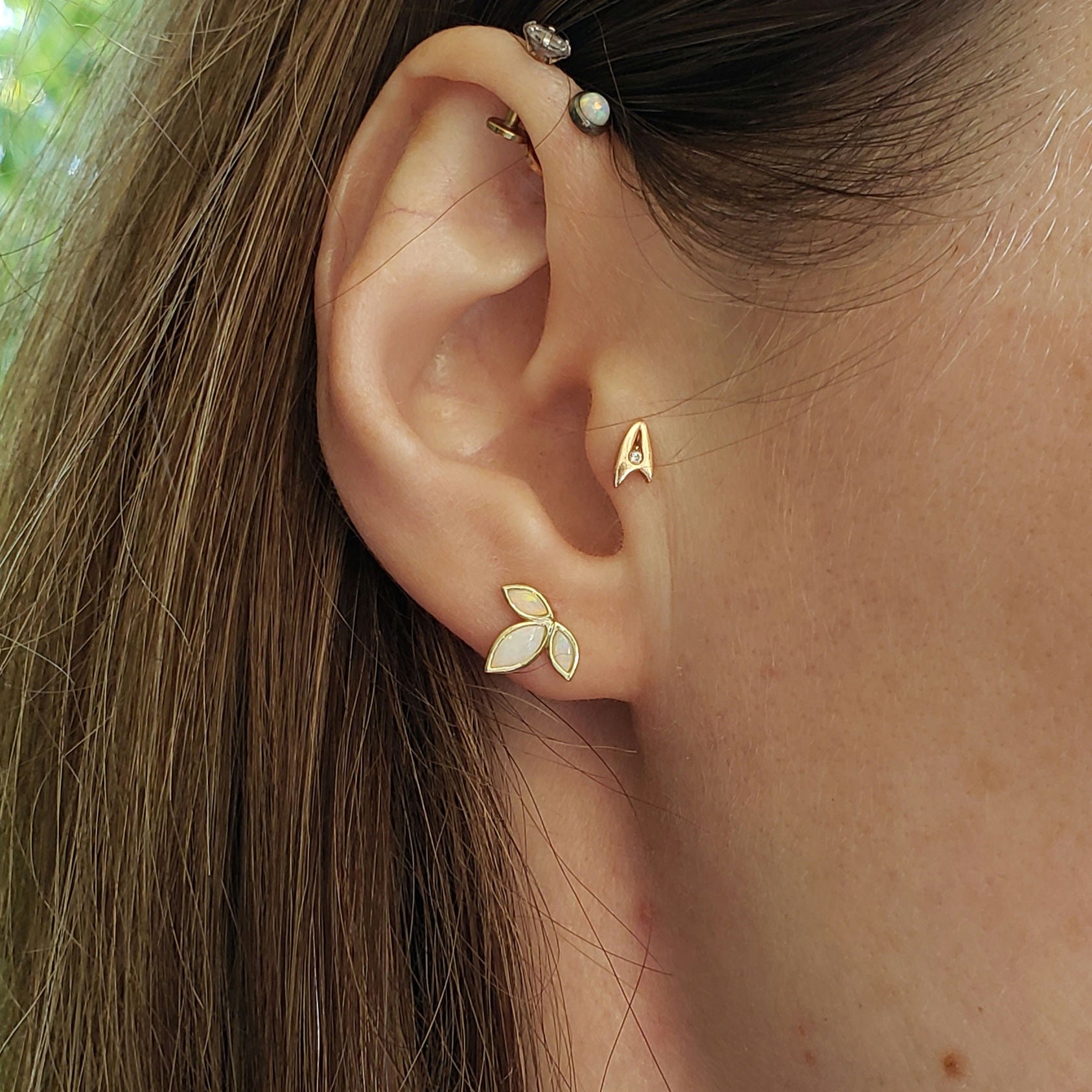 Opal Lotus Studs