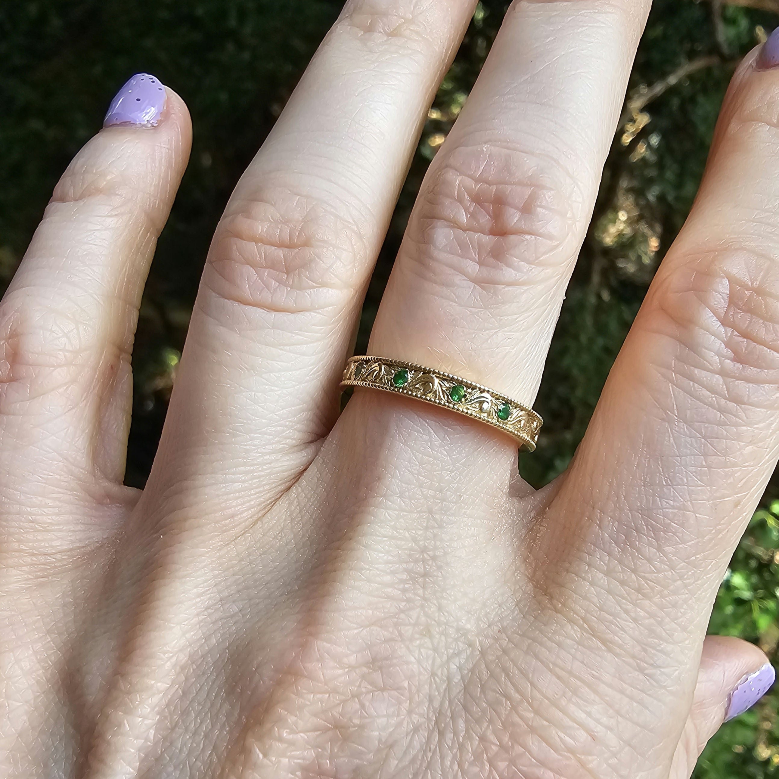 Scrolls Ring with 5 Gemstones