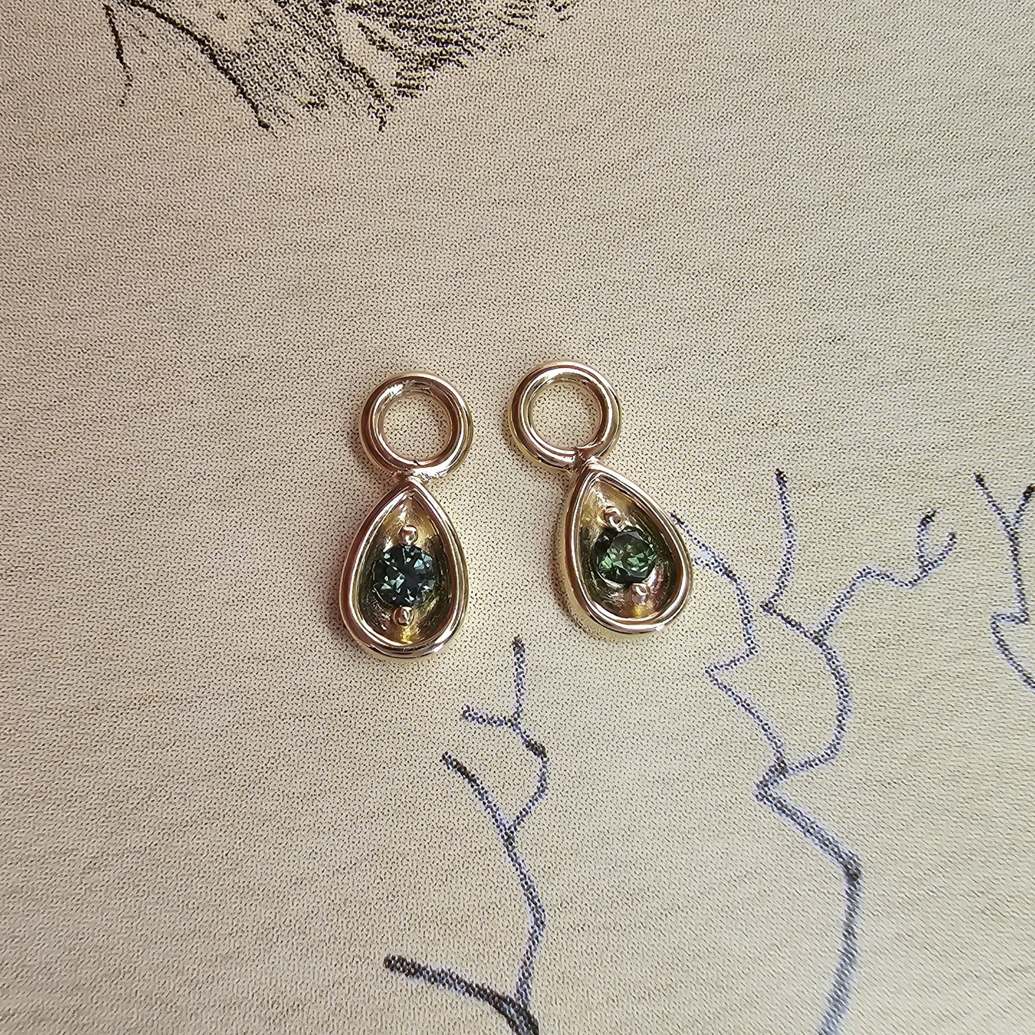 Earring Charms with Gem Drop