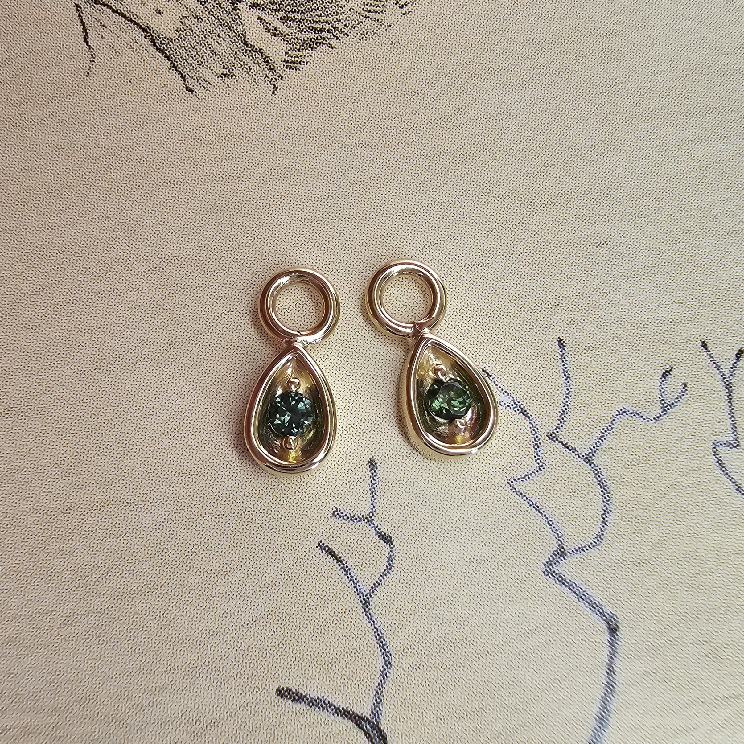 Earring Charms with Gem Drop