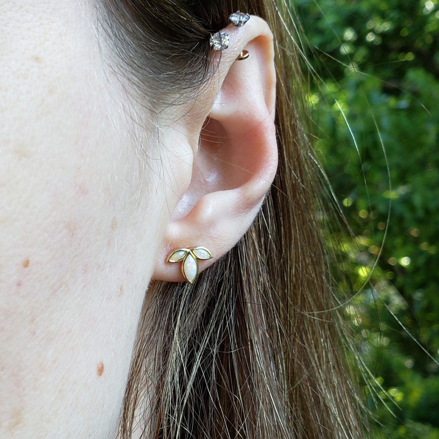 Opal Lotus Studs