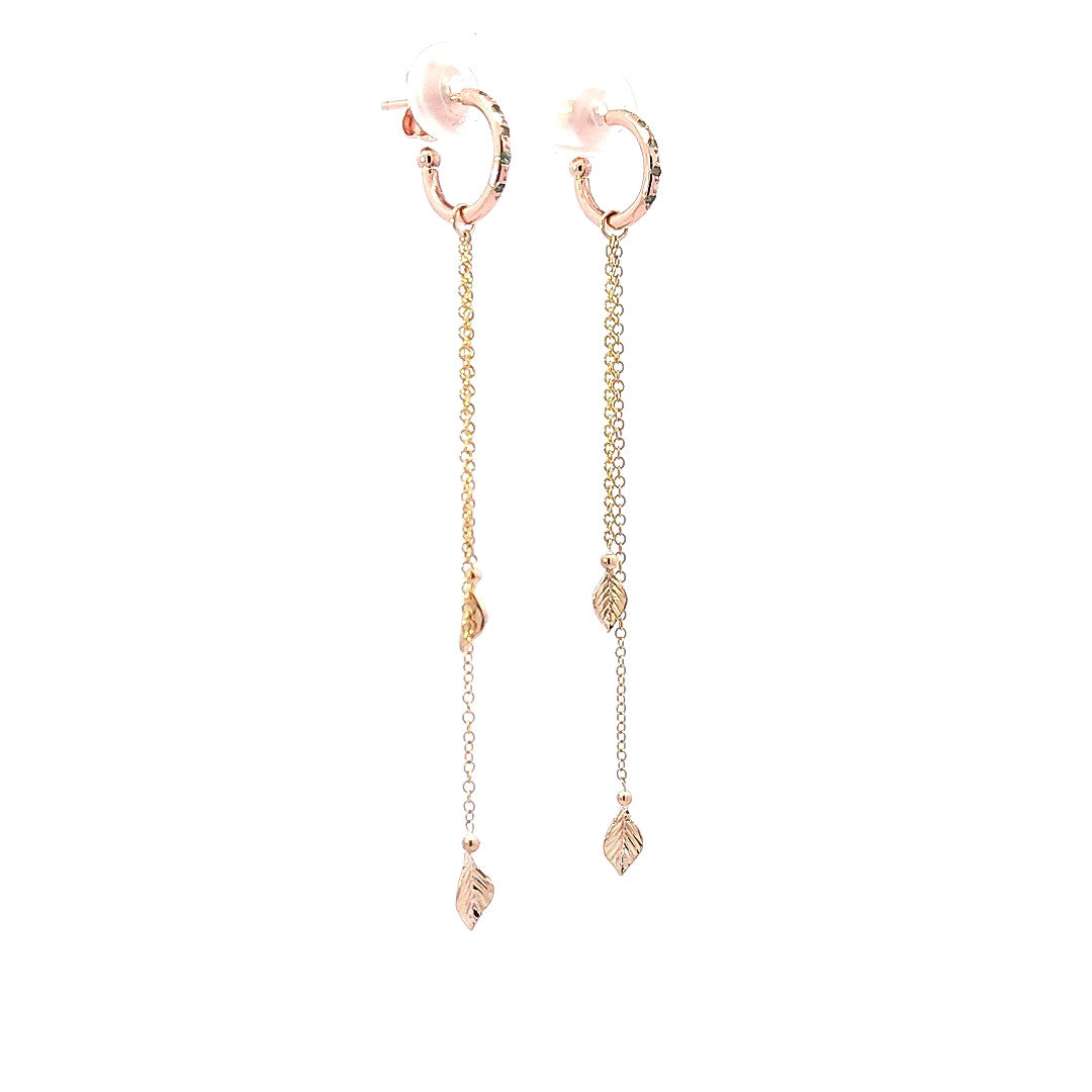 Earring Charms with Leaf and Chain