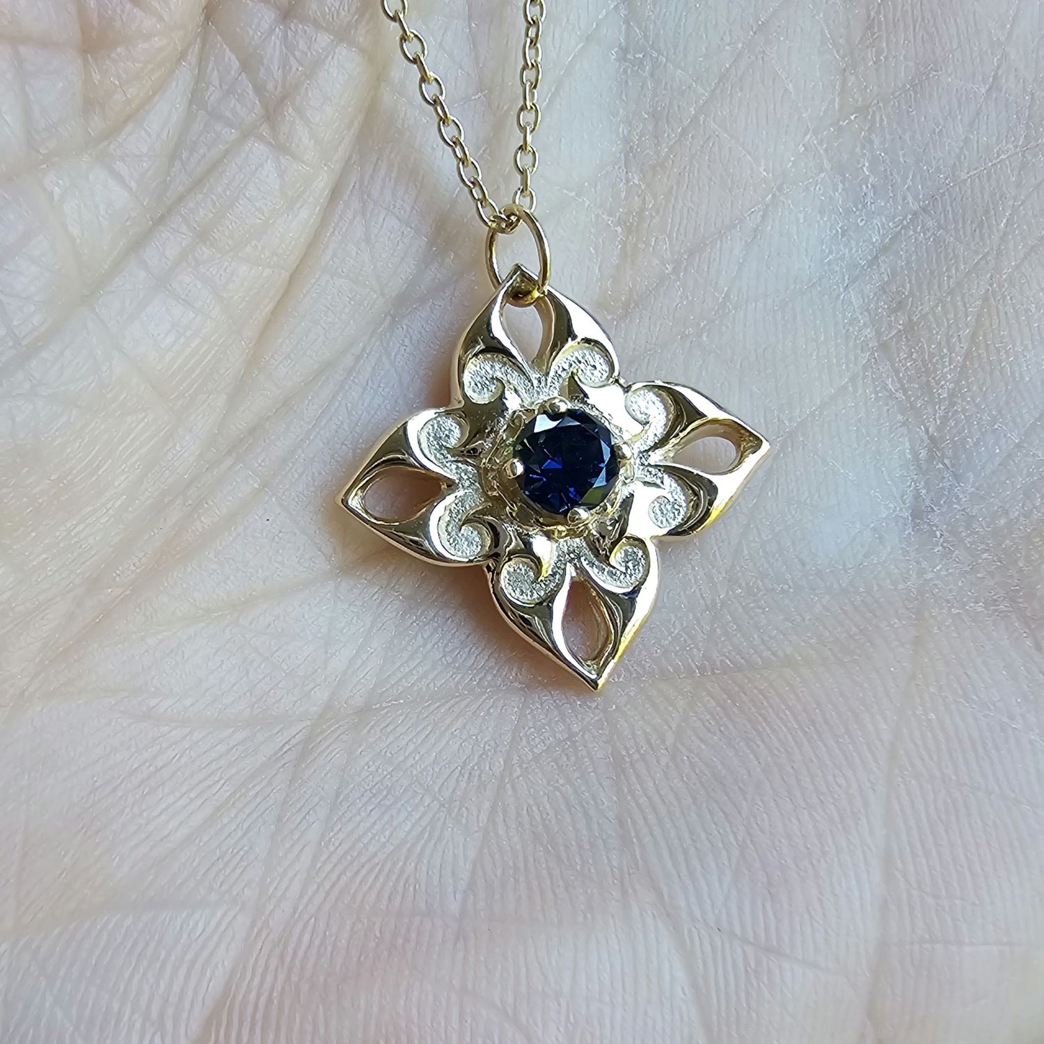 Petals Pendant with Sapphire