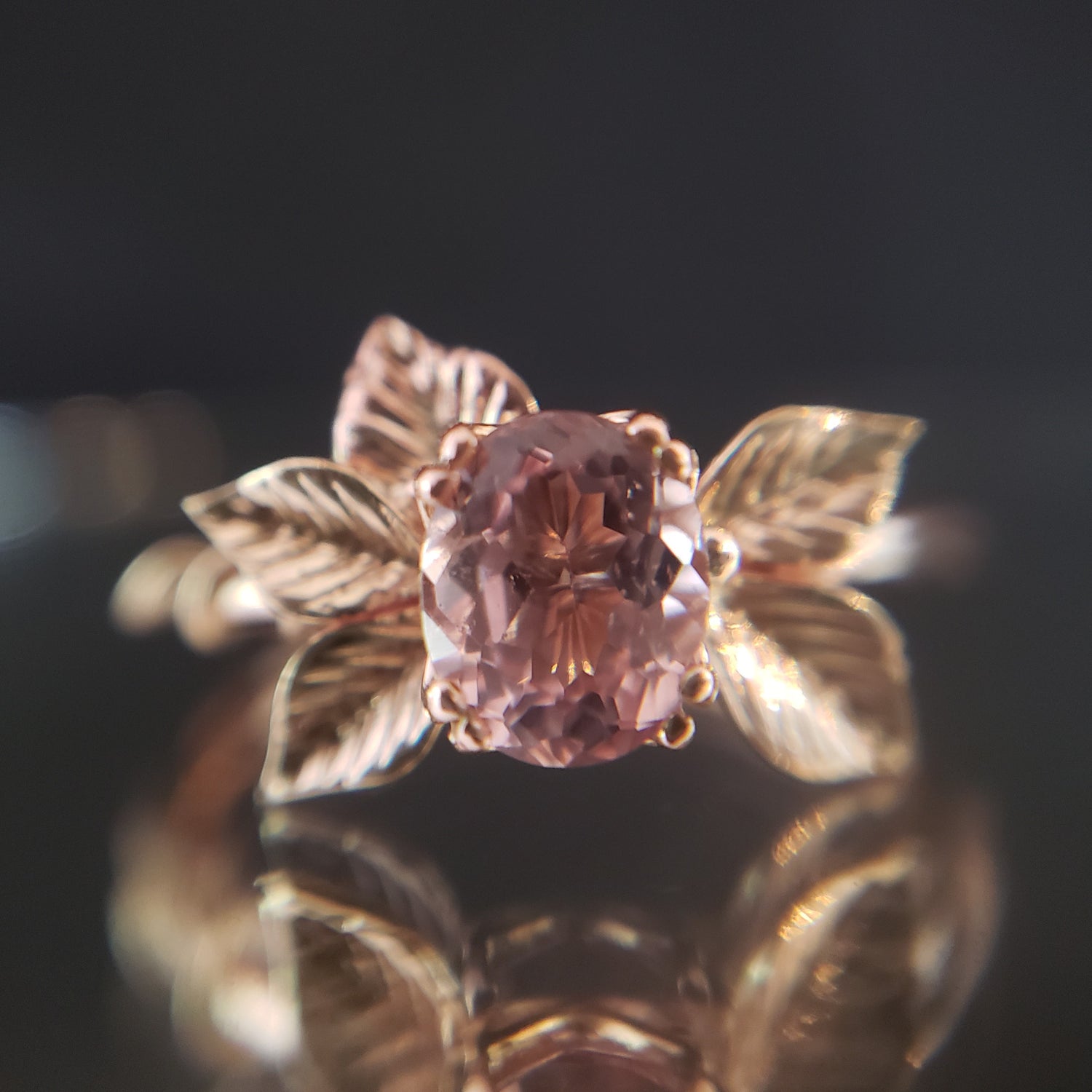Leaf Ring with Morganite