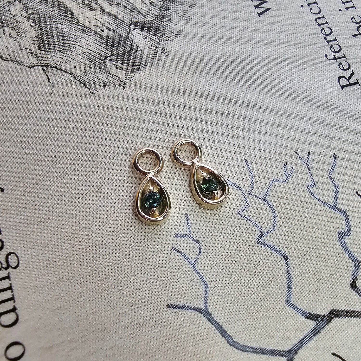 Earring Charms with Gem Drop