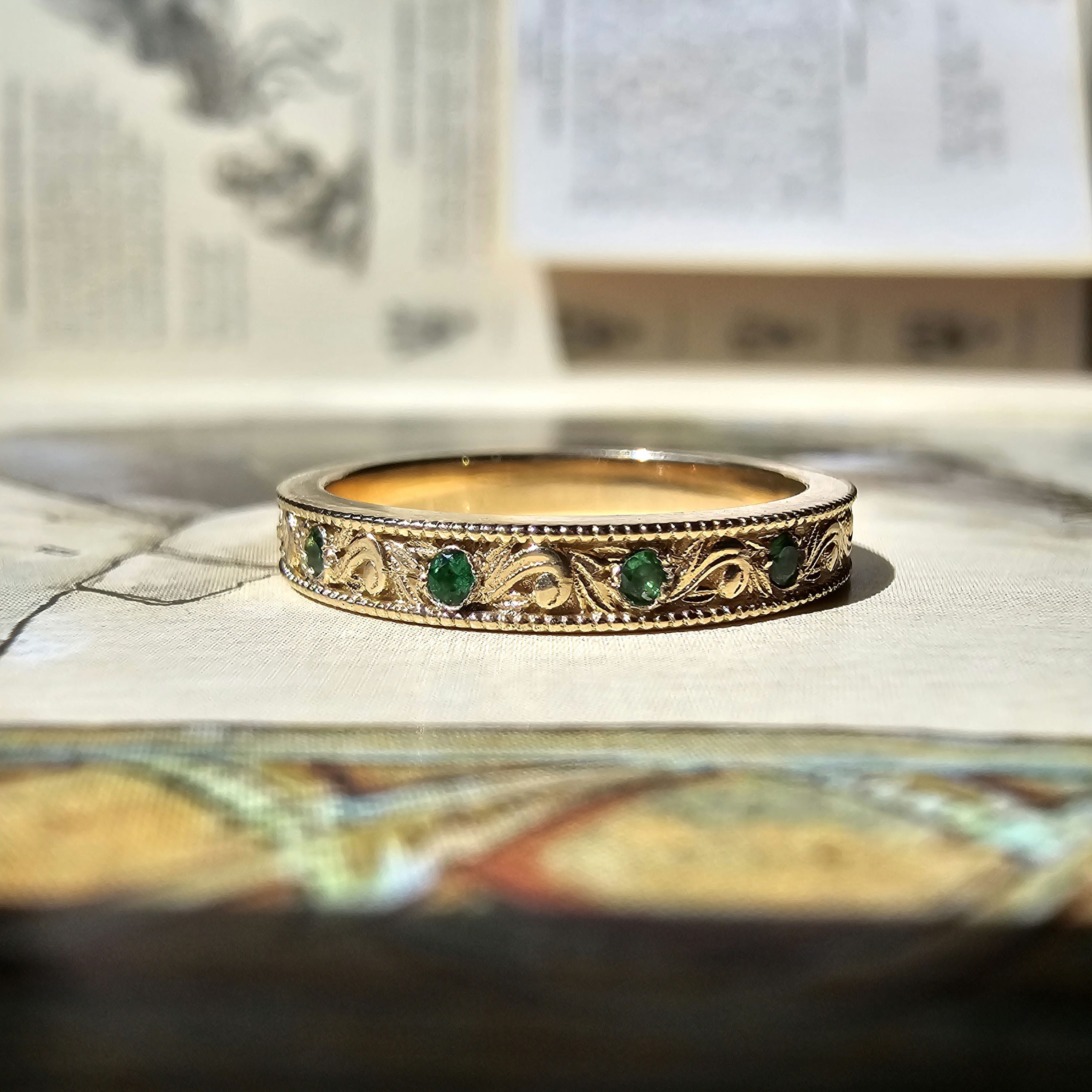 Scrolls Ring with 5 Gemstones