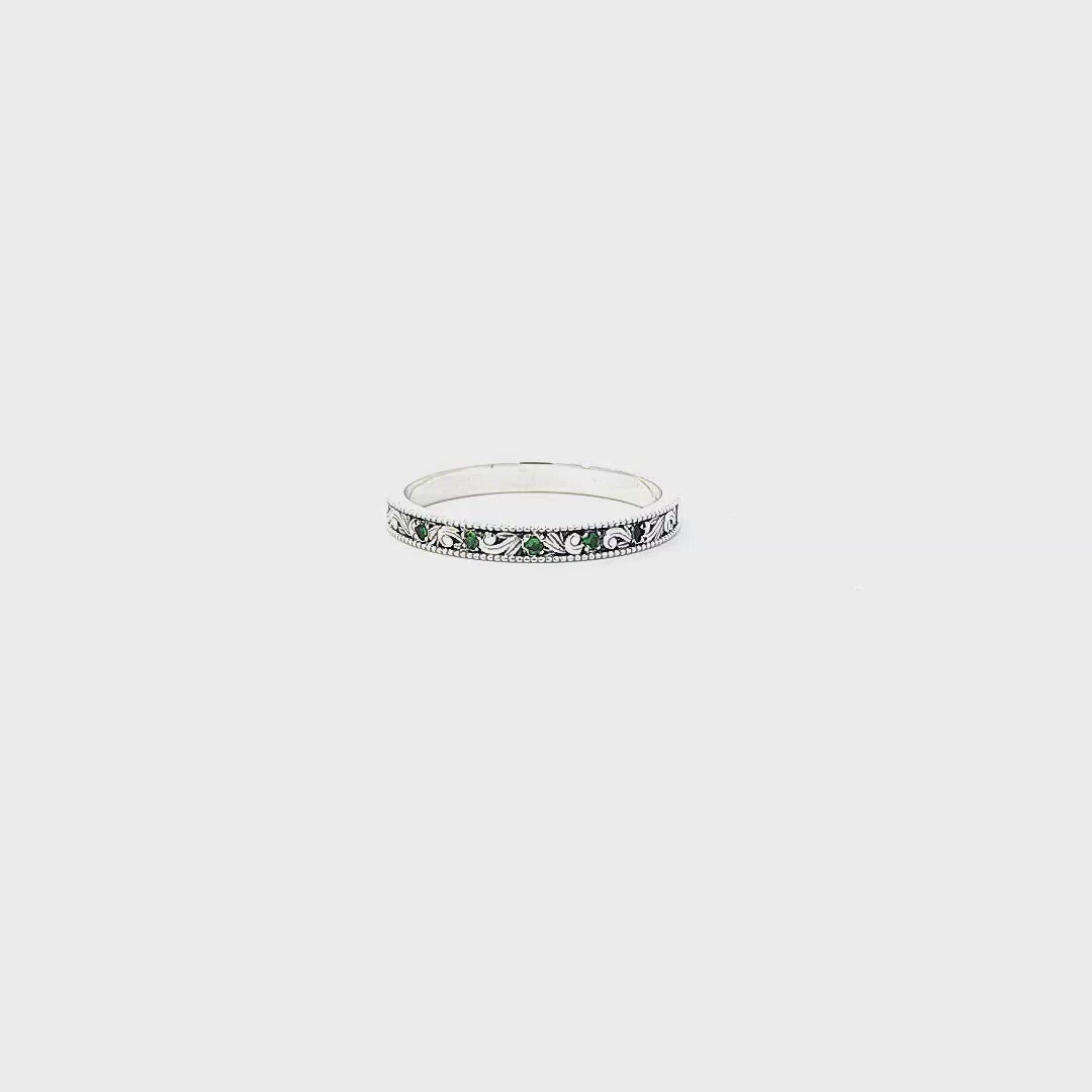Scrolls Ring with 5 Gemstones