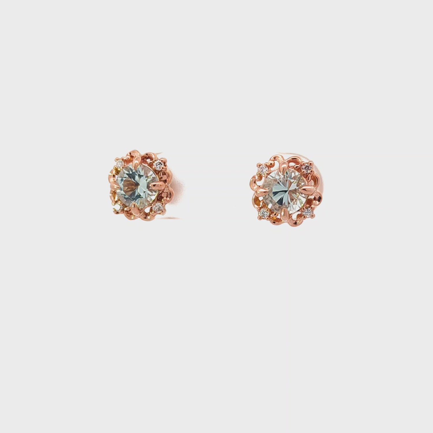Crown Earrings with Aquamarine and Diamonds