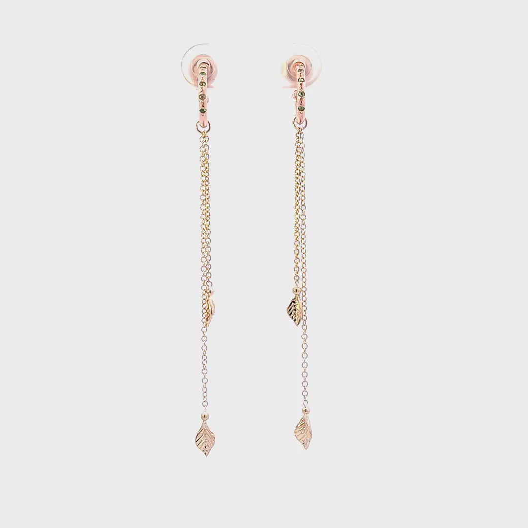 Earring Charms with Leaf and Chain