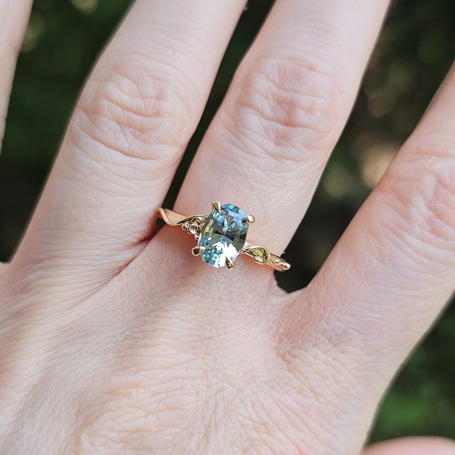 Whimsical Solitaire with Aquamarine