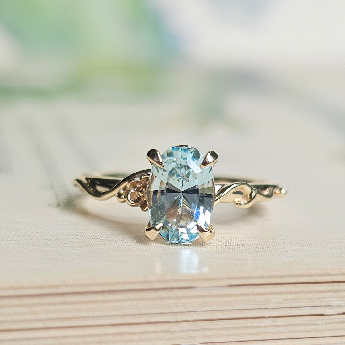 Whimsical Solitaire with Aquamarine