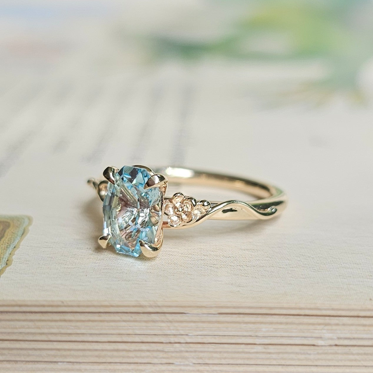 Whimsical Solitaire with Aquamarine