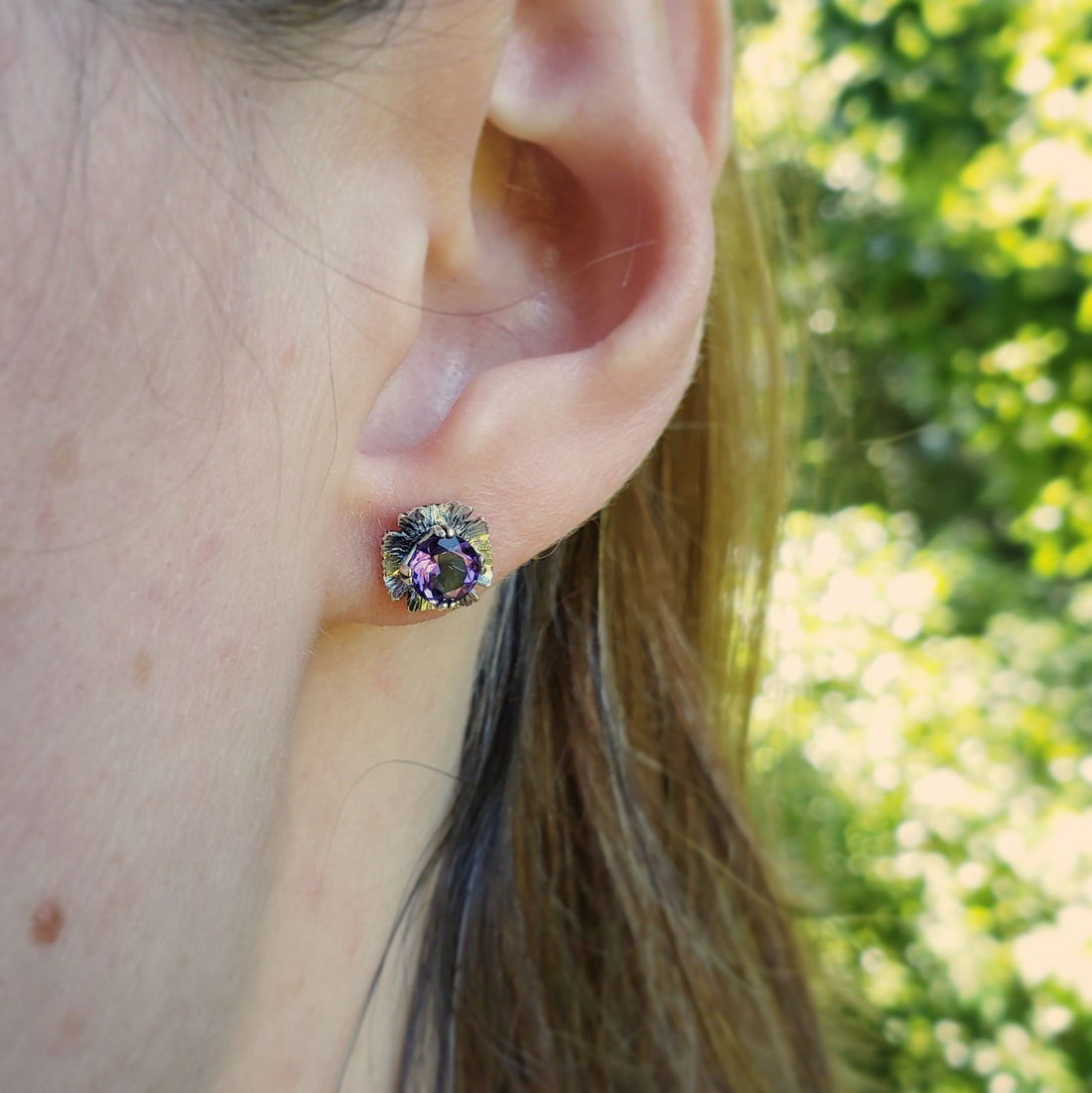 Floral Studs with the Gemstone