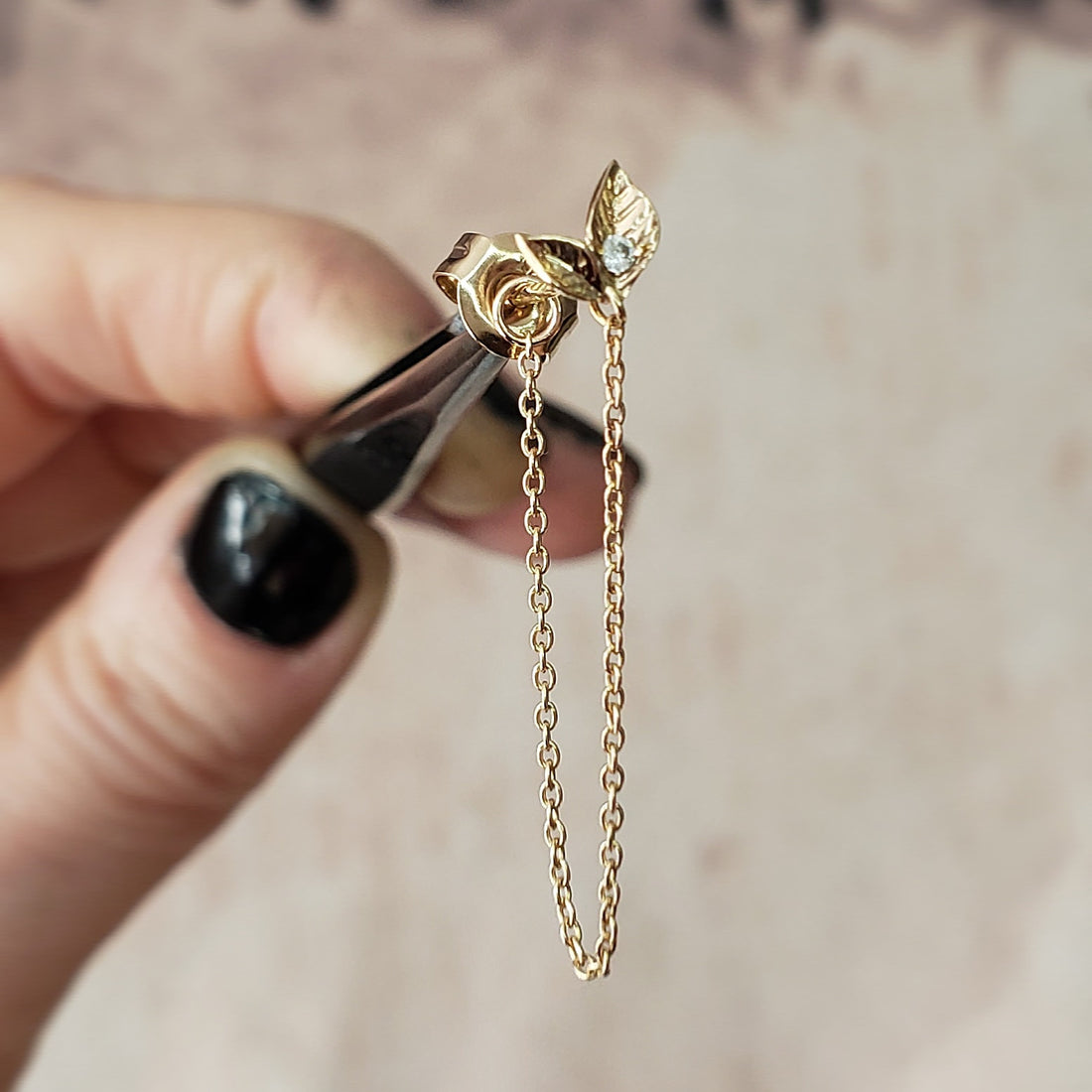 Leaf Drop Chain Earrings