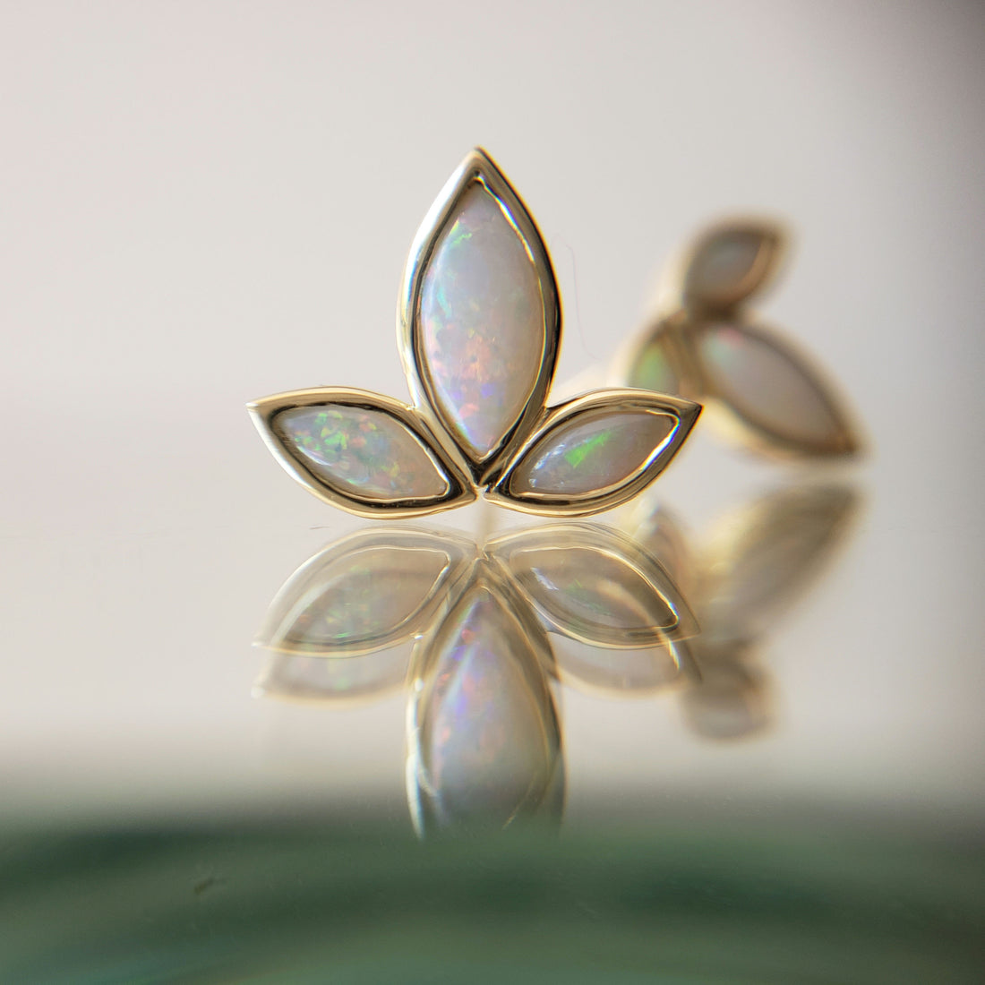 Opal Lotus Studs