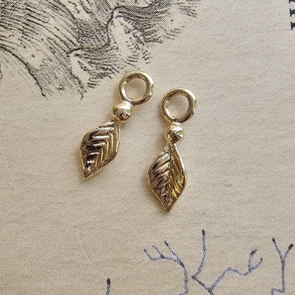 Earring Charms with Leaf and Dot