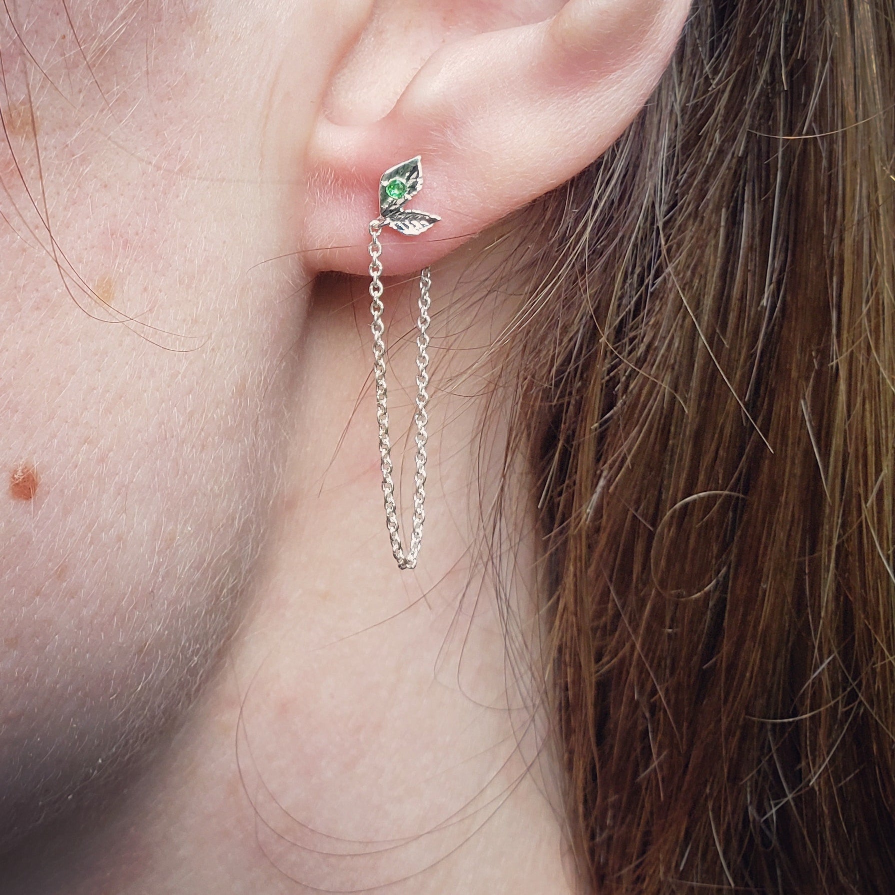 Leaf Drop Chain Earrings