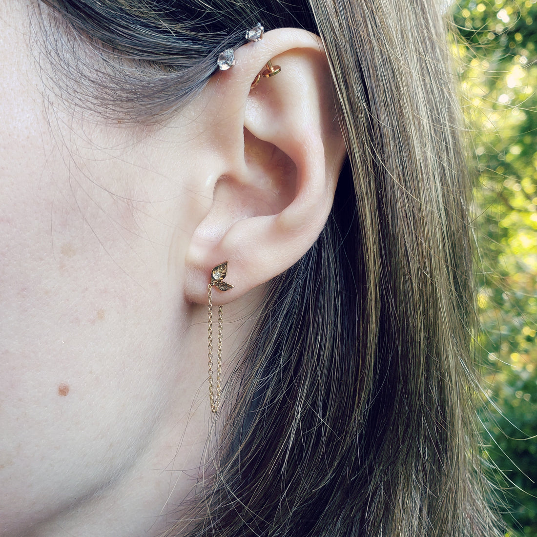 Leaf Drop Chain Earrings