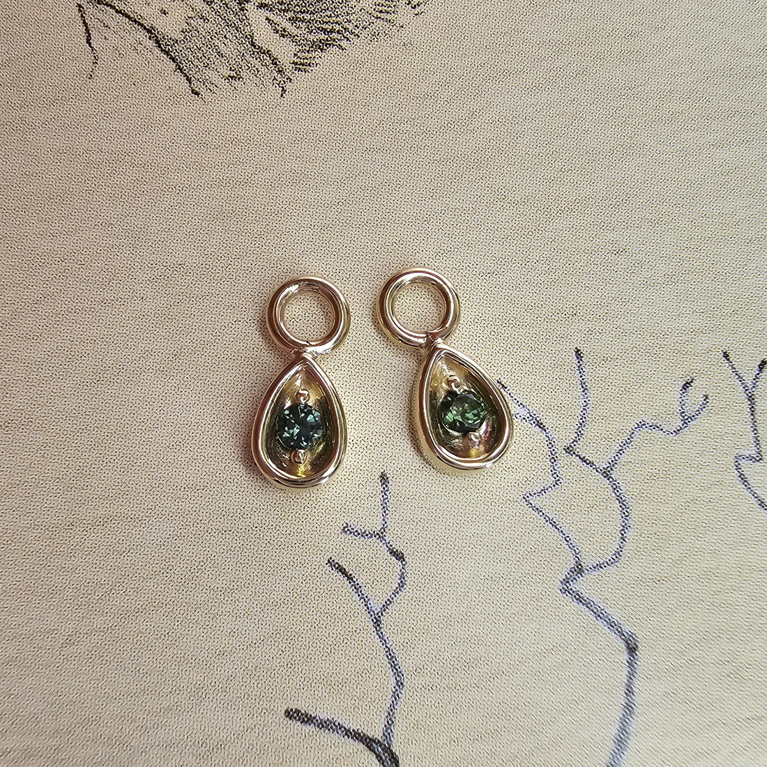 Earring Charms with Gem Drop