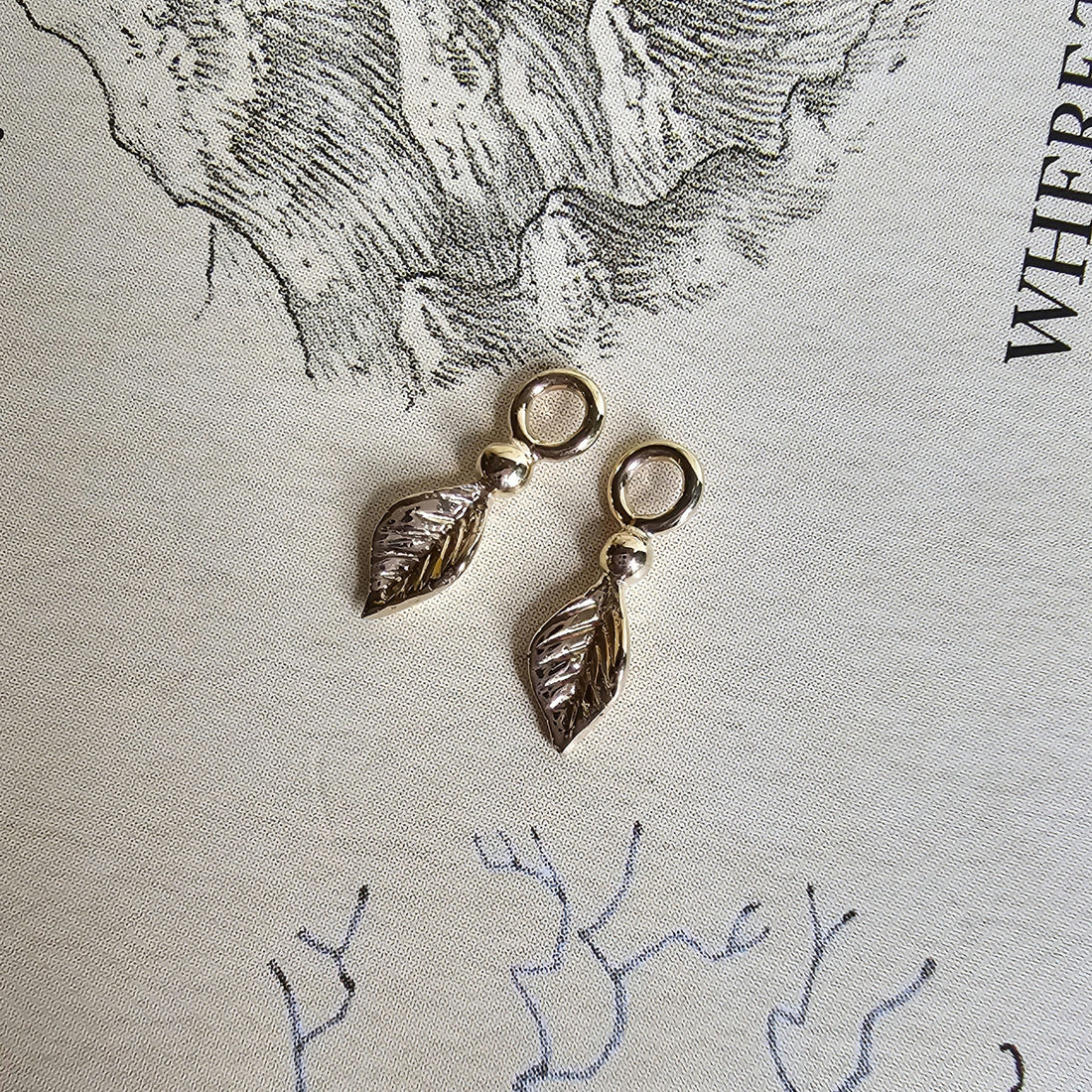 Earring Charms with Leaf and Dot