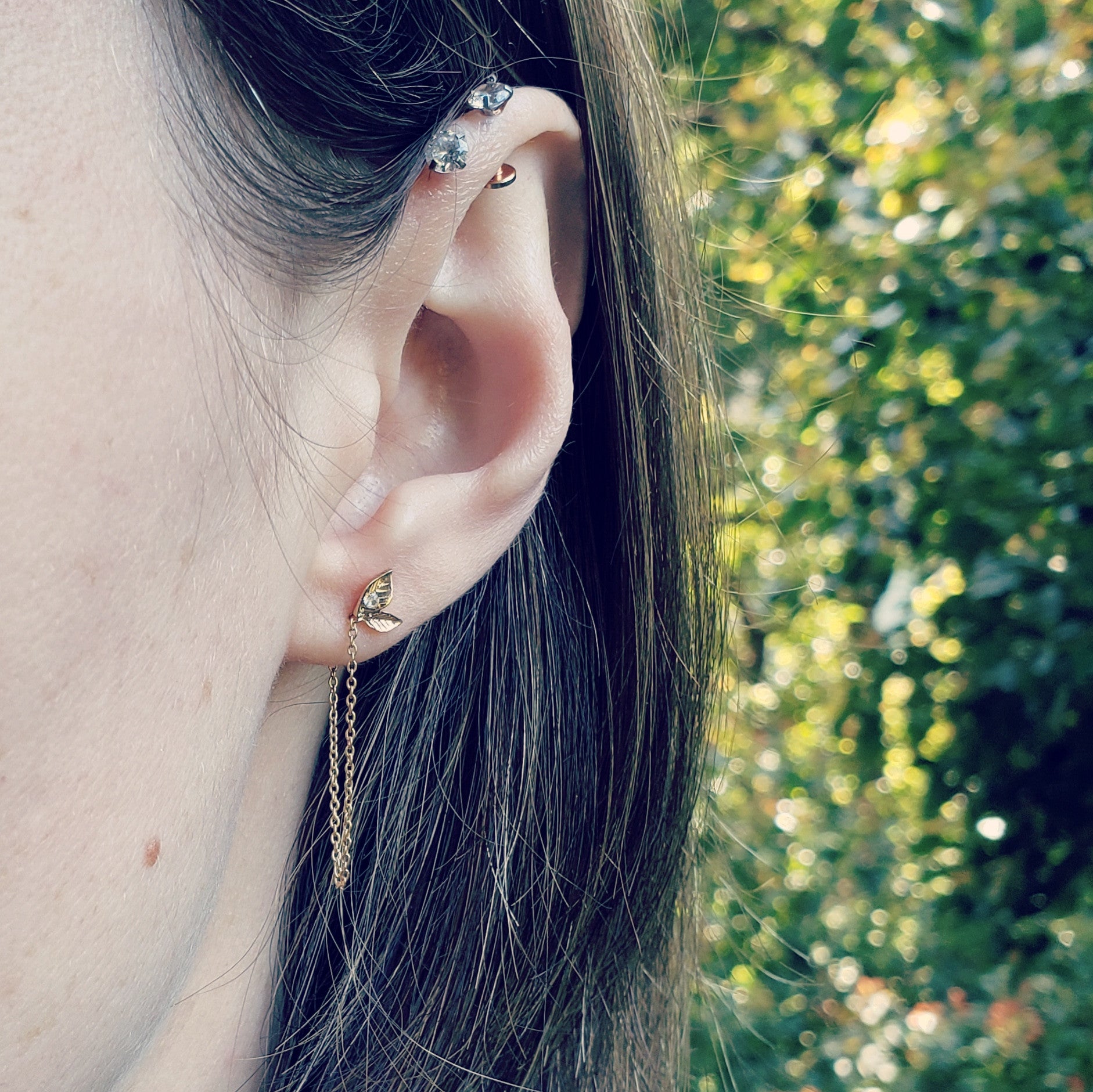 Leaf Drop Chain Earrings