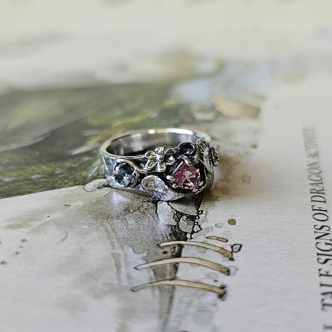 Elven Solitude Ring with Tourmaline