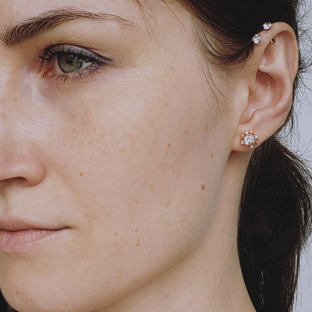 Crown Earrings with Aquamarine and Diamonds