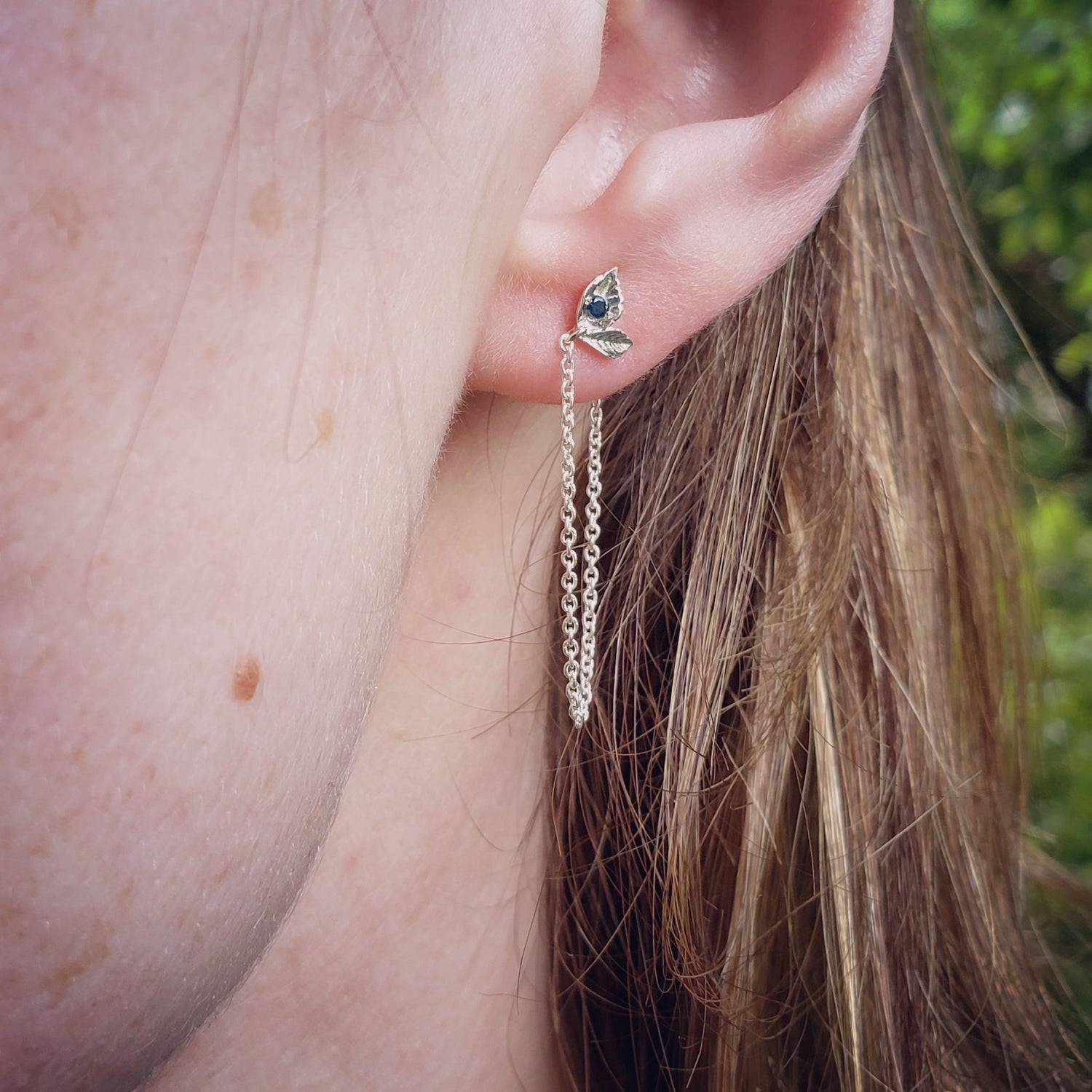 Leaf Drop Chain Earrings