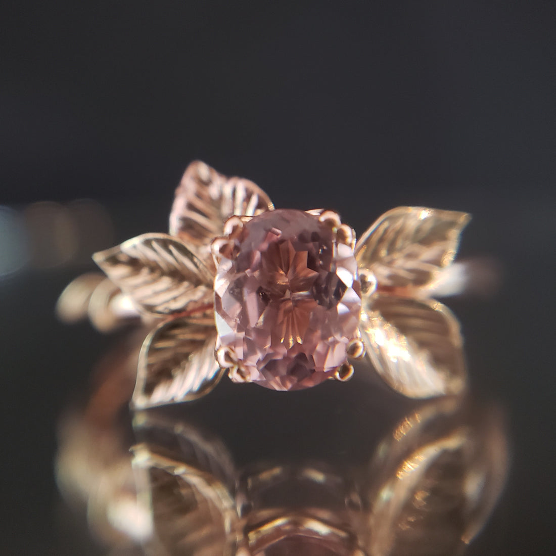 Leaf Ring with Morganite