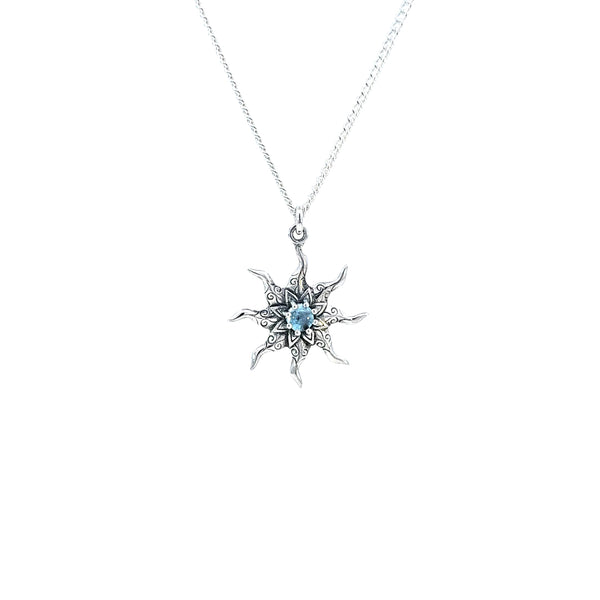 Azure Pendant in sterling silver with blue topaz star, inspired by Skyrim, Jaelle Jewelry